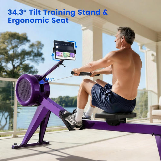 34.3° Tilt Adjustable Magnetic Air Rowing Machine with Smart Training Stand