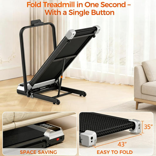 3.0HP Compact Under-Desk Treadmill with Space-Saving Design